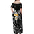 Polynesian Hawaii Off Shoulder Maxi Dress Kahoolawe Islands with Pacific Plumeria White Vibe LT9 - Polynesian Pride