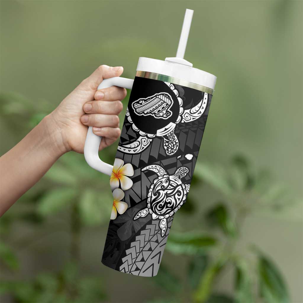 Hawaii Kahoolawe Islands Pacific Plumeria Tumbler With Handle White Polynesian Tattoo LT9 - Polynesian Pride