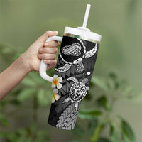 Hawaii Kahoolawe Islands Pacific Plumeria Tumbler With Handle White Polynesian Tattoo LT9 - Polynesian Pride