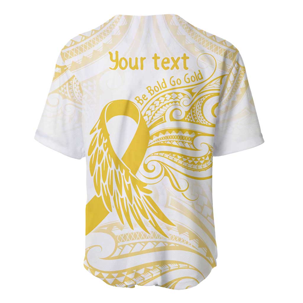 Be Bold Go Gold Polyneisan Ribbon Childhood Personalised Baseball Jersey LT9 - Polynesian Pride
