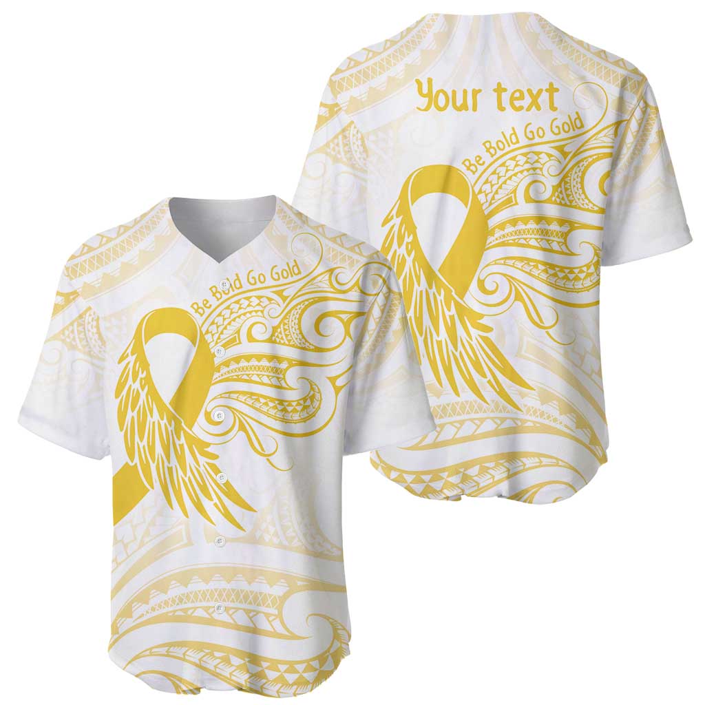 Be Bold Go Gold Polyneisan Ribbon Childhood Personalised Baseball Jersey LT9 - Polynesian Pride
