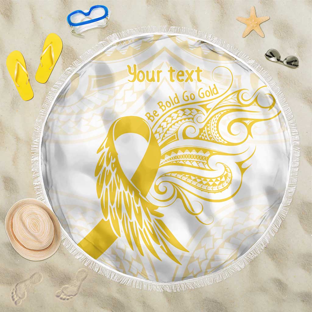 Be Bold Go Gold Polyneisan Ribbon Childhood Personalised Beach Blanket LT9 One Size 150cm Gold - Polynesian Pride