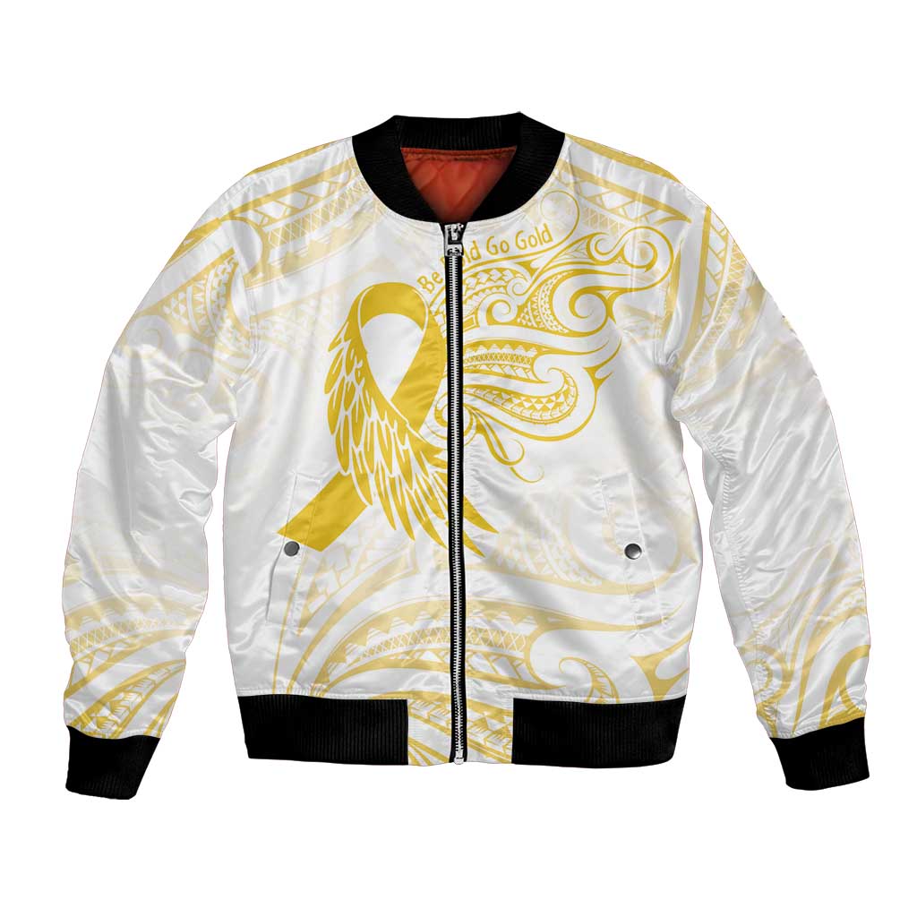 Be Bold Go Gold Polyneisan Ribbon Childhood Personalised Bomber Jacket LT9 Unisex Gold - Polynesian Pride