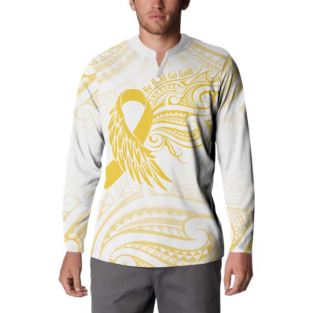 Be Bold Go Gold Polyneisan Ribbon Childhood Personalised Button Sweatshirt LT9 - Polynesian Pride