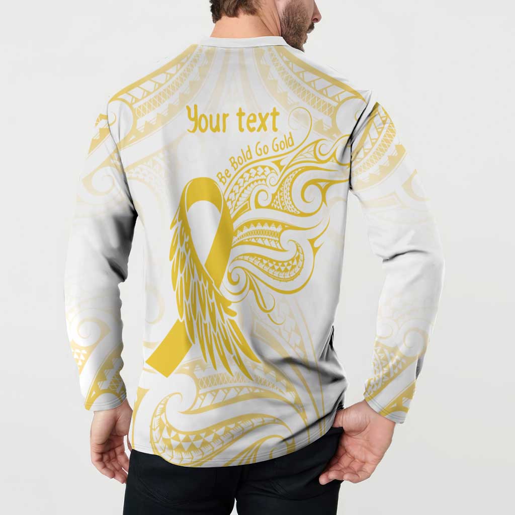 Be Bold Go Gold Polyneisan Ribbon Childhood Personalised Button Sweatshirt LT9 - Polynesian Pride