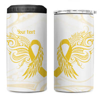 Be Bold Go Gold Polyneisan Ribbon Childhood Personalised 4 in 1 Can Cooler Tumbler LT9 One Size: 16 oz Gold - Polynesian Pride