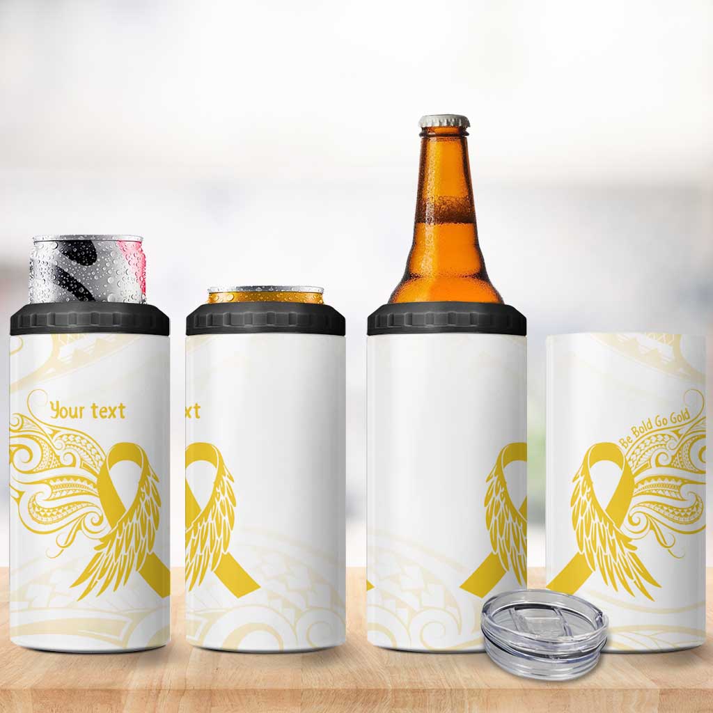 Be Bold Go Gold Polyneisan Ribbon Childhood Personalised 4 in 1 Can Cooler Tumbler LT9 - Polynesian Pride