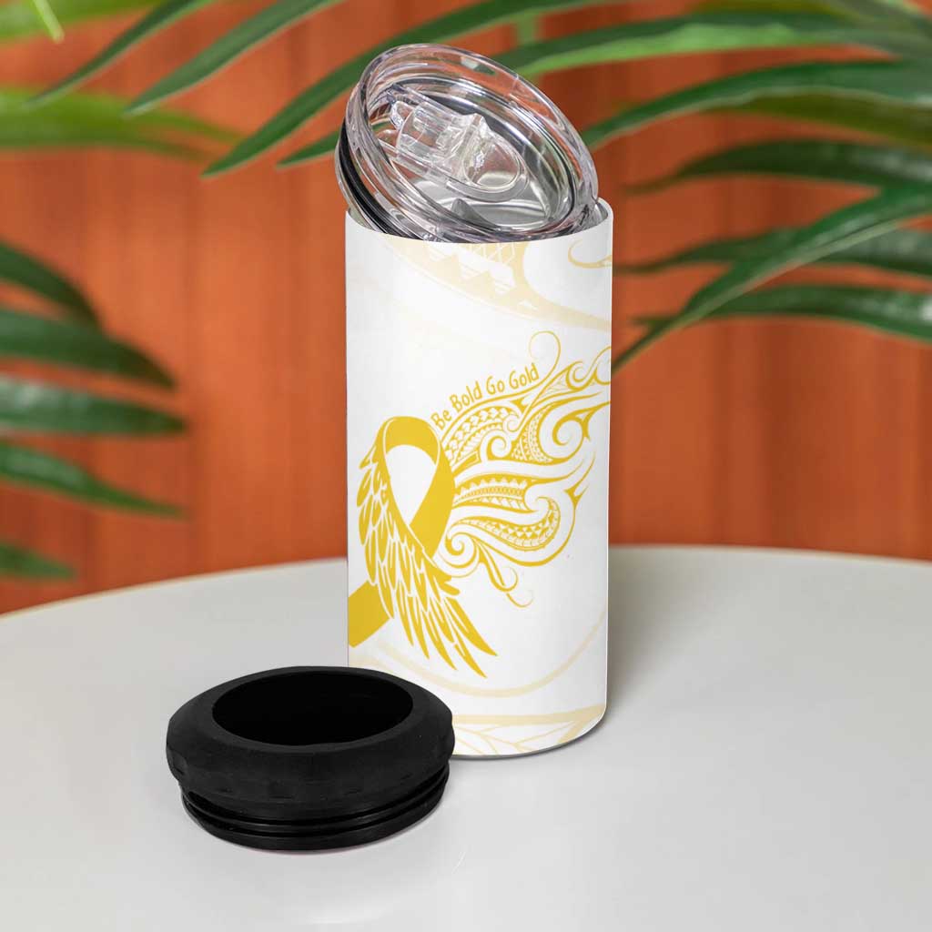 Be Bold Go Gold Polyneisan Ribbon Childhood Personalised 4 in 1 Can Cooler Tumbler LT9 - Polynesian Pride