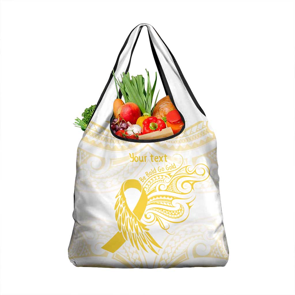 Be Bold Go Gold Polyneisan Ribbon Childhood Personalised Grocery Bag LT9 1-pack One Size Gold - Polynesian Pride