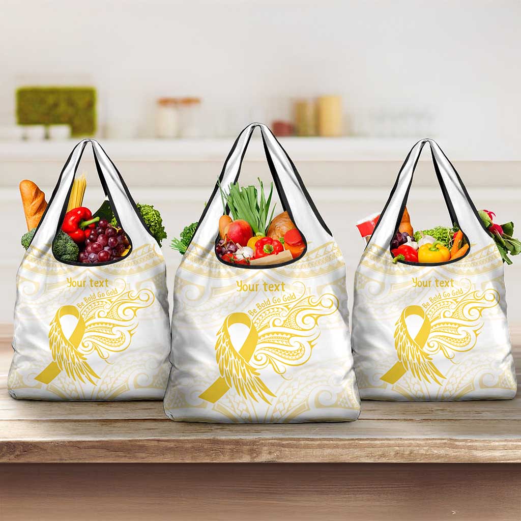Be Bold Go Gold Polyneisan Ribbon Childhood Personalised Grocery Bag LT9 3-pack One Size Gold - Polynesian Pride