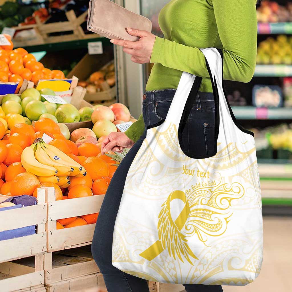 Be Bold Go Gold Polyneisan Ribbon Childhood Personalised Grocery Bag LT9 - Polynesian Pride