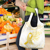 Be Bold Go Gold Polyneisan Ribbon Childhood Personalised Grocery Bag LT9 - Polynesian Pride