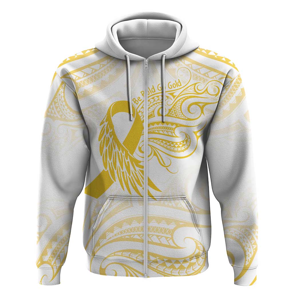 Be Bold Go Gold Polyneisan Ribbon Childhood Personalised Hoodie LT9 Zip Hoodie Gold - Polynesian Pride