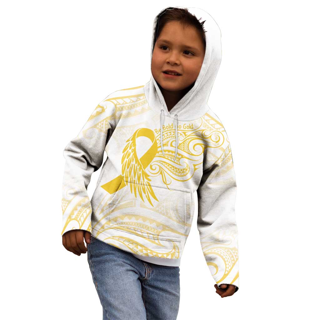 Be Bold Go Gold Polyneisan Ribbon Childhood Personalised Kid Hoodie LT9 - Polynesian Pride