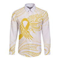 Be Bold Go Gold Polyneisan Ribbon Childhood Personalised Long Sleeve Button Shirt LT9 Unisex Gold - Polynesian Pride