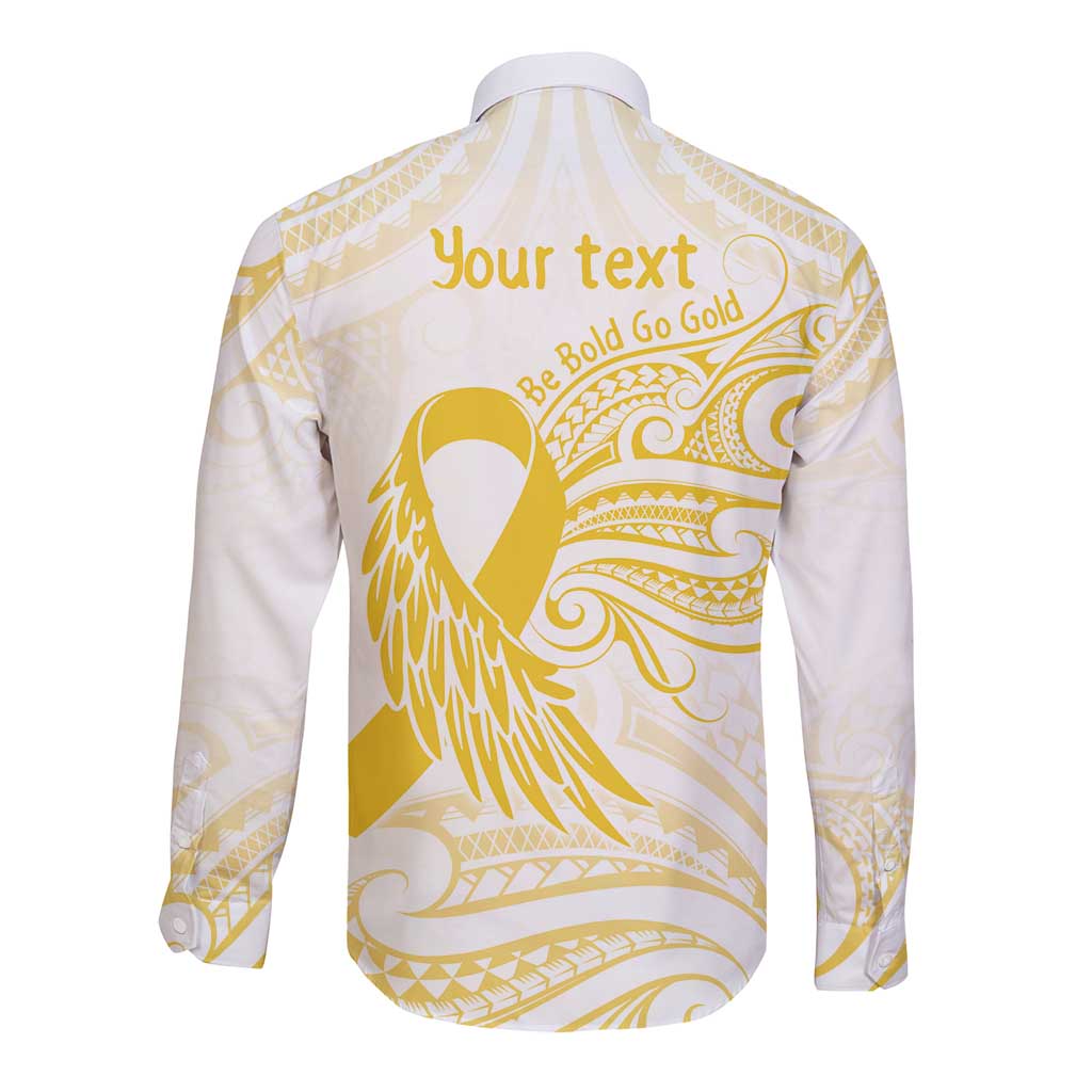Be Bold Go Gold Polyneisan Ribbon Childhood Personalised Long Sleeve Button Shirt LT9 - Polynesian Pride