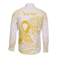 Be Bold Go Gold Polyneisan Ribbon Childhood Personalised Long Sleeve Button Shirt LT9 - Polynesian Pride