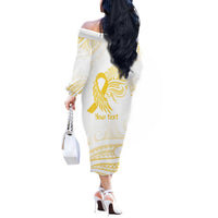 Be Bold Go Gold Polyneisan Ribbon Childhood Personalised Off The Shoulder Long Sleeve Dress LT9 - Polynesian Pride