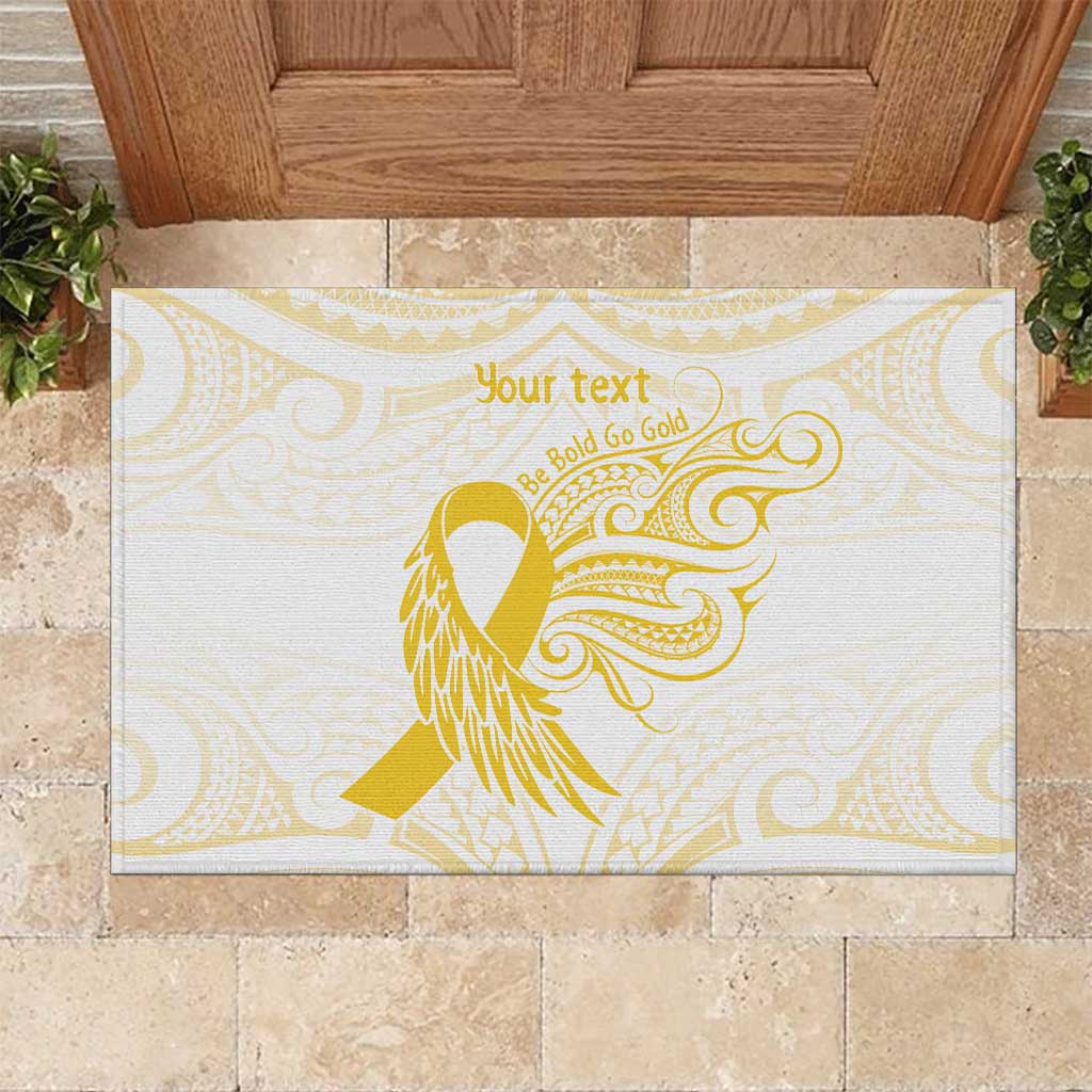 Be Bold Go Gold Polyneisan Ribbon Childhood Personalised Rubber Doormat LT9 Gold - Polynesian Pride