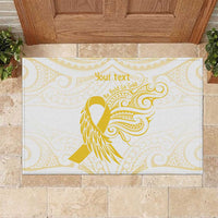 Be Bold Go Gold Polyneisan Ribbon Childhood Personalised Rubber Doormat LT9 Gold - Polynesian Pride