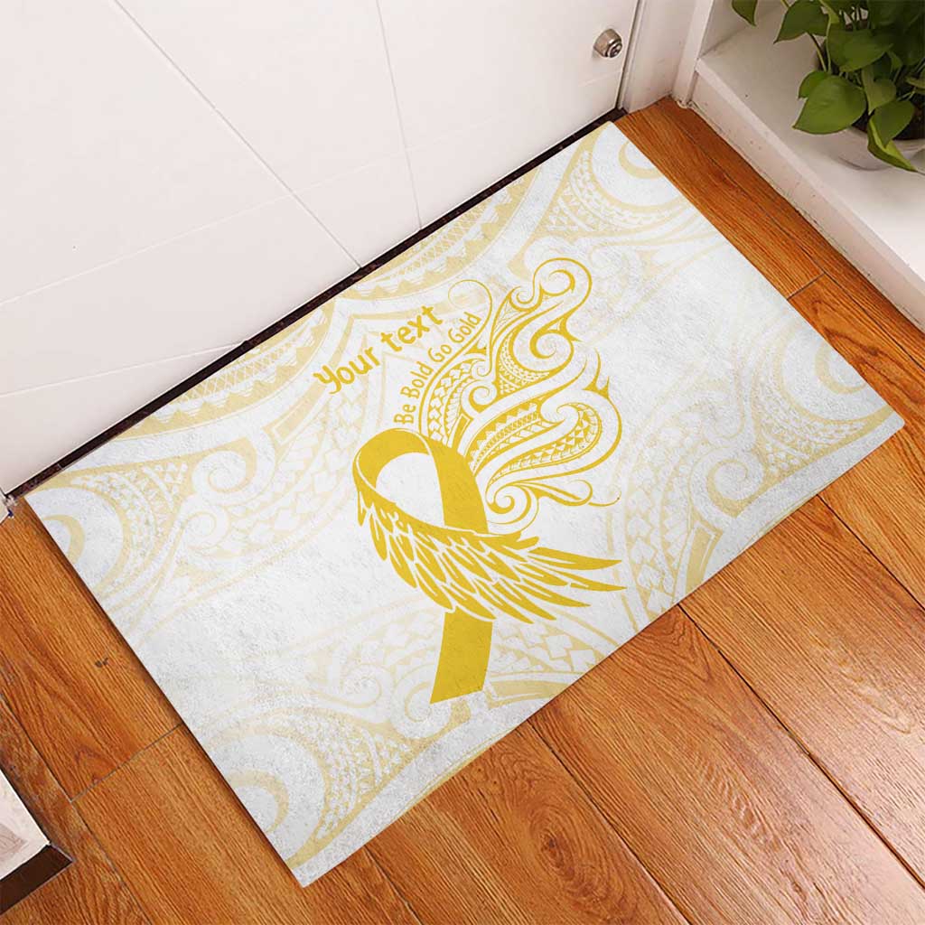 Be Bold Go Gold Polyneisan Ribbon Childhood Personalised Rubber Doormat LT9 - Polynesian Pride