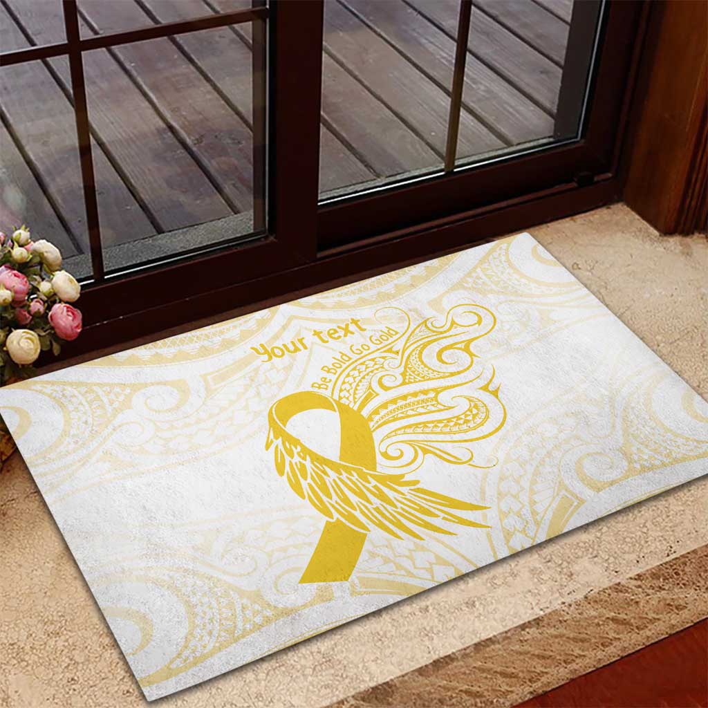 Be Bold Go Gold Polyneisan Ribbon Childhood Personalised Rubber Doormat LT9 - Polynesian Pride