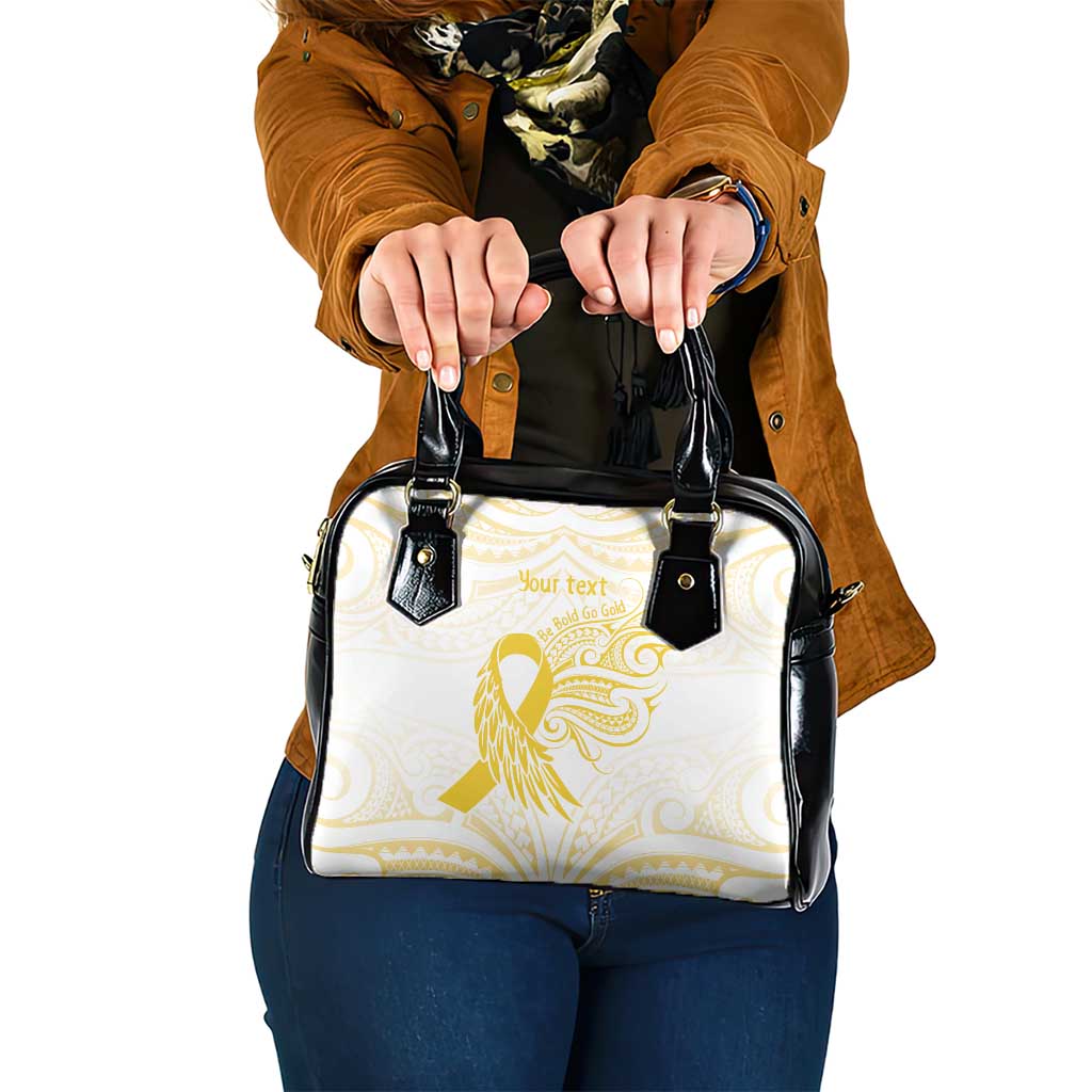 Be Bold Go Gold Polyneisan Ribbon Childhood Personalised Shoulder Handbag LT9 One Size Gold - Polynesian Pride