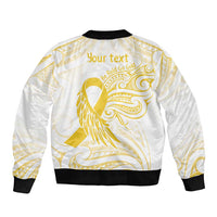 Be Bold Go Gold Polyneisan Ribbon Childhood Personalised Sleeve Zip Bomber Jacket LT9 - Polynesian Pride