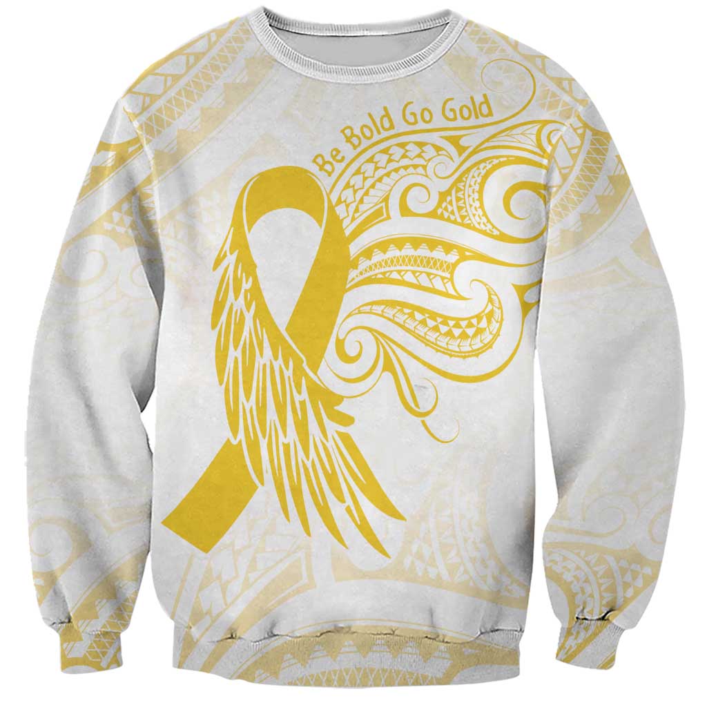 Be Bold Go Gold Polyneisan Ribbon Childhood Personalised Sweatshirt LT9 Unisex Gold - Polynesian Pride