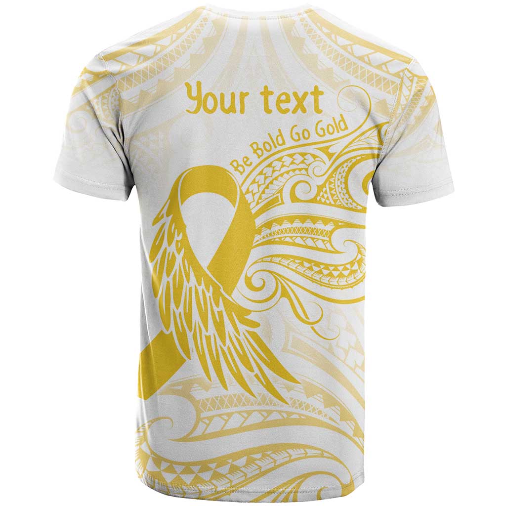 Be Bold Go Gold Polyneisan Ribbon Childhood Personalised T Shirt LT9 - Polynesian Pride