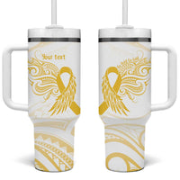 Be Bold Go Gold Polyneisan Ribbon Childhood Personalised Tumbler With Handle LT9 One Size: 40 oz Gold - Polynesian Pride