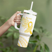Be Bold Go Gold Polyneisan Ribbon Childhood Personalised Tumbler With Handle LT9 - Polynesian Pride