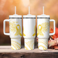Be Bold Go Gold Polyneisan Ribbon Childhood Personalised Tumbler With Handle LT9 - Polynesian Pride