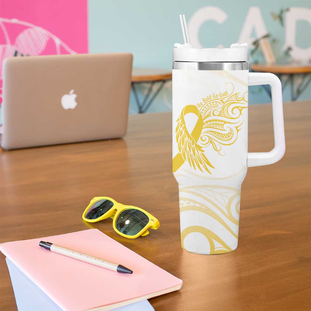 Be Bold Go Gold Polyneisan Ribbon Childhood Personalised Tumbler With Handle LT9 - Polynesian Pride