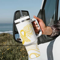 Be Bold Go Gold Polyneisan Ribbon Childhood Personalised Tumbler With Handle LT9 - Polynesian Pride