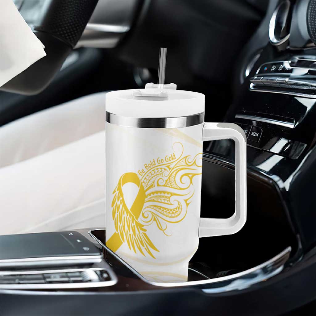 Be Bold Go Gold Polyneisan Ribbon Childhood Personalised Tumbler With Handle LT9 - Polynesian Pride