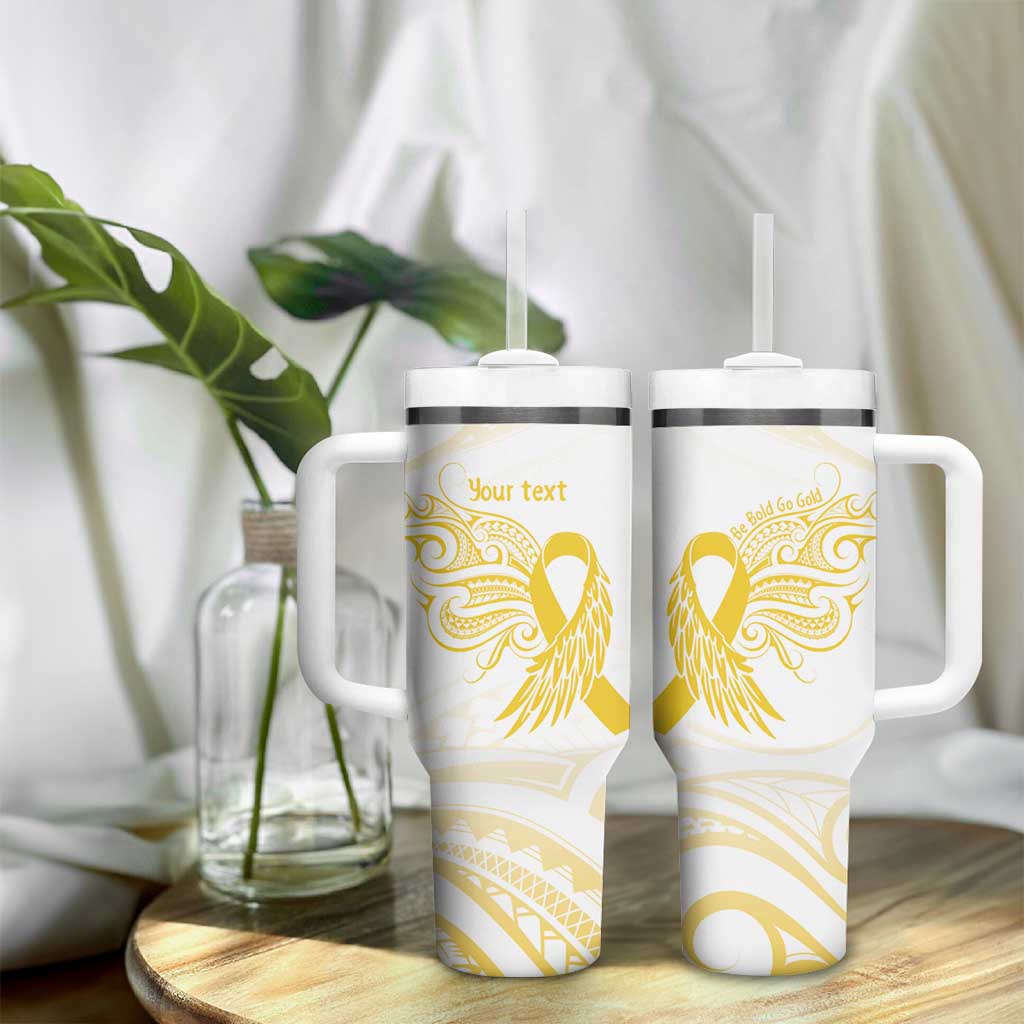 Be Bold Go Gold Polyneisan Ribbon Childhood Personalised Tumbler With Handle LT9 - Polynesian Pride