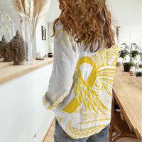 Be Bold Go Gold Polyneisan Ribbon Childhood Personalised Women Casual Shirt LT9 - Polynesian Pride
