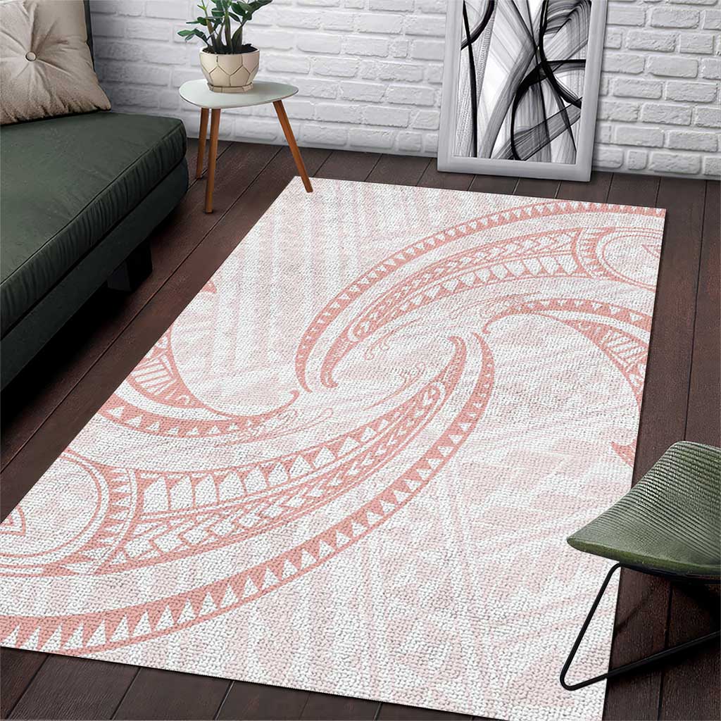 White Sunday Lotu Tamaiti Area Rug Polynesian Wave Pastel Blush LT9 Blush - Polynesian Pride