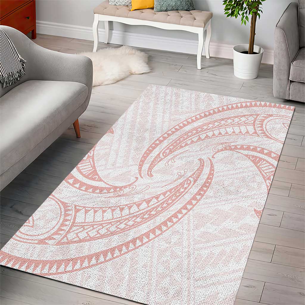 White Sunday Lotu Tamaiti Area Rug Polynesian Wave Pastel Blush LT9 - Polynesian Pride