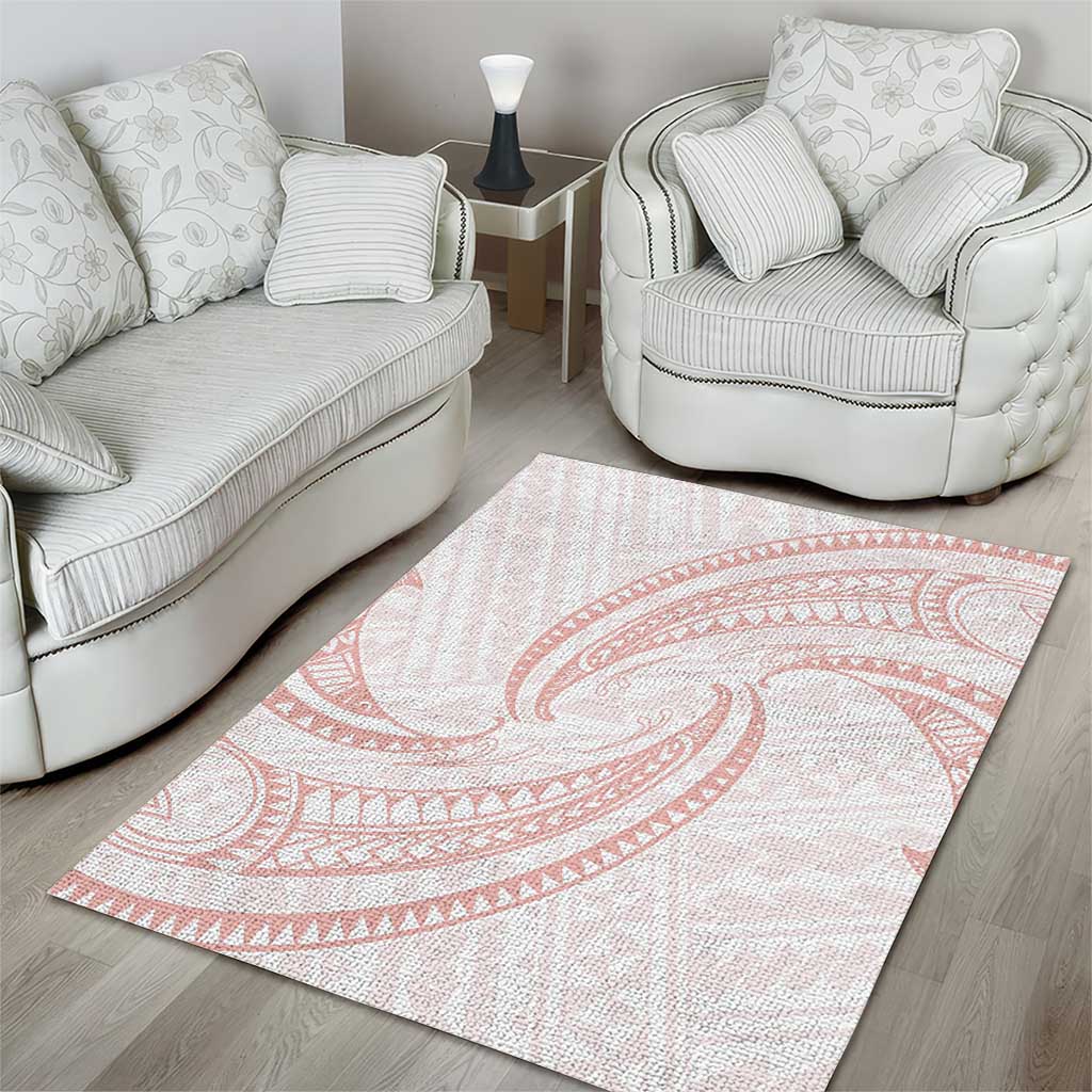 White Sunday Lotu Tamaiti Area Rug Polynesian Wave Pastel Blush LT9 - Polynesian Pride