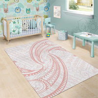 White Sunday Lotu Tamaiti Area Rug Polynesian Wave Pastel Blush LT9 - Polynesian Pride