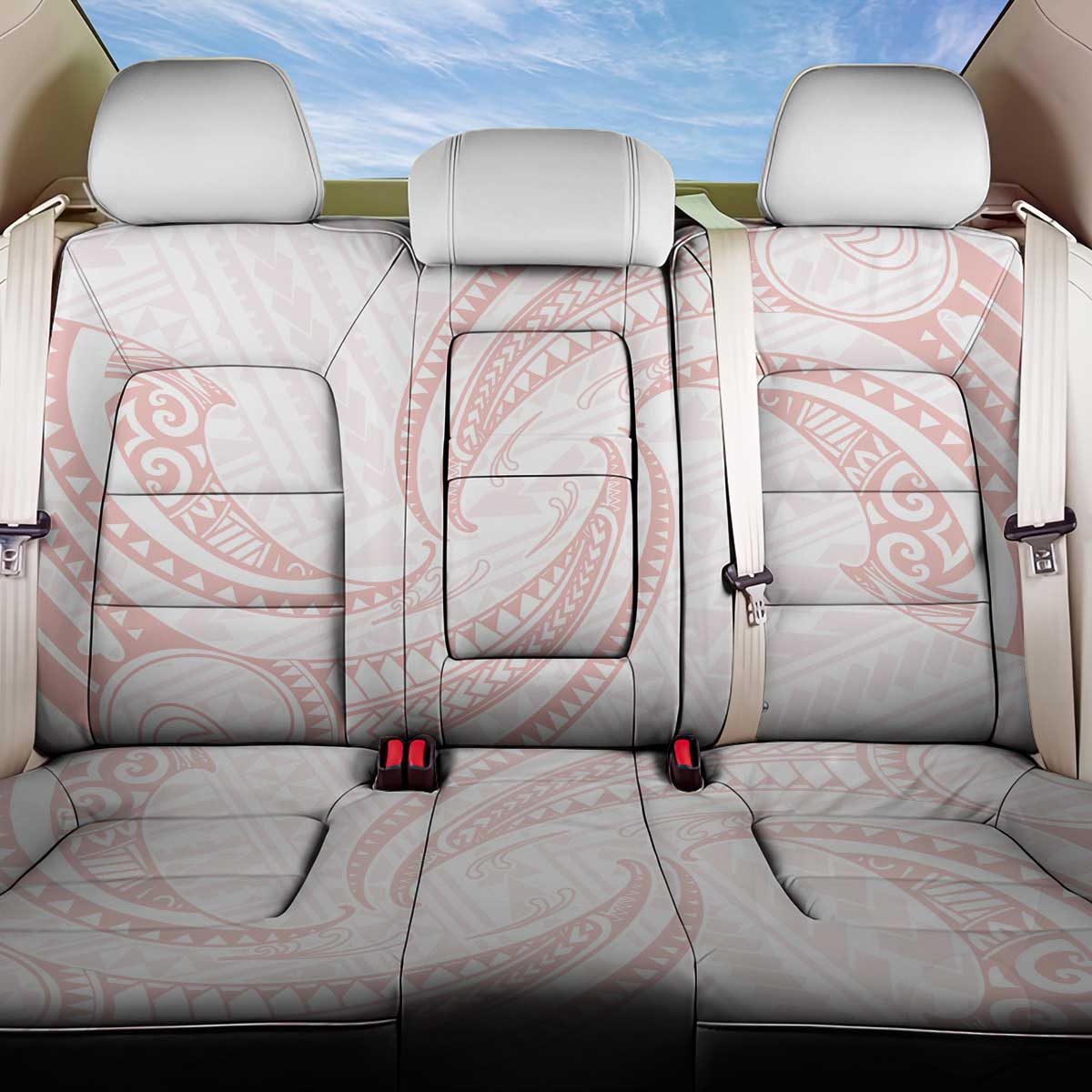 White Sunday Lotu Tamaiti Back Car Seat Cover Polynesian Wave Pastel Blush LT9 One Size Blush - Polynesian Pride