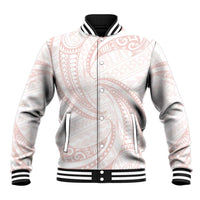 White Sunday Lotu Tamaiti Baseball Jacket Polynesian Wave Pastel Blush LT9 Unisex Blush - Polynesian Pride