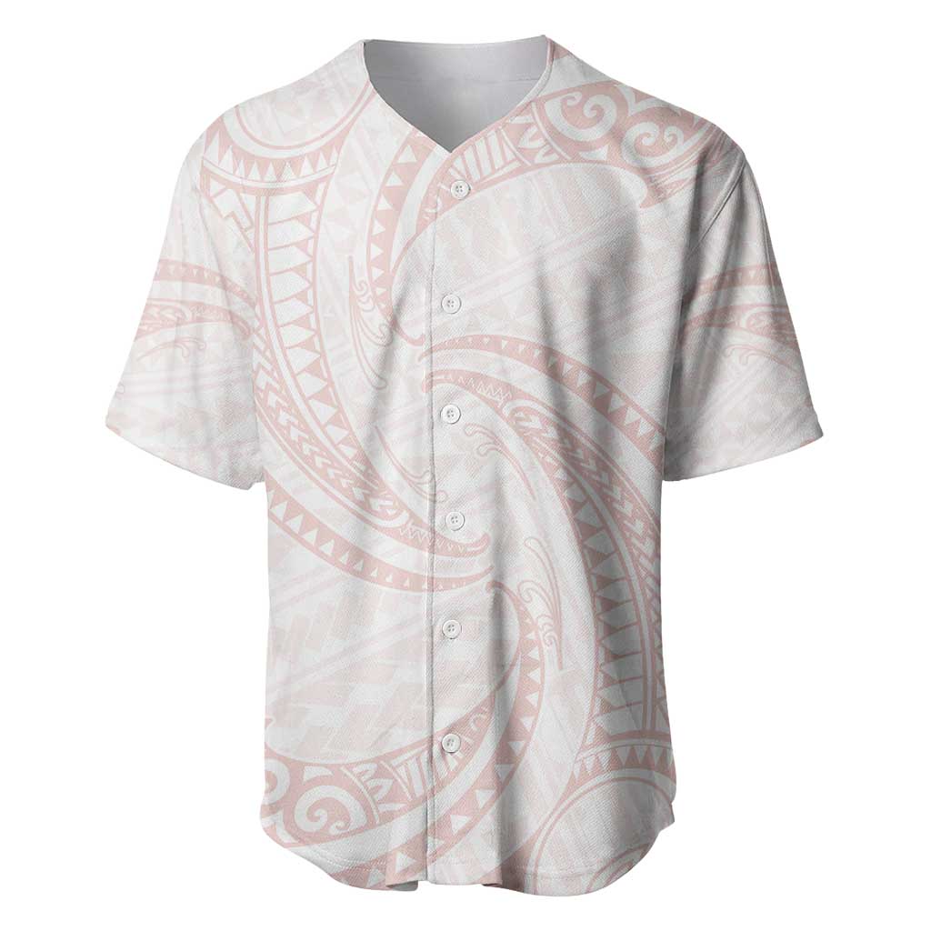 White Sunday Lotu Tamaiti Baseball Jersey Polynesian Wave Pastel Blush LT9 Blush - Polynesian Pride