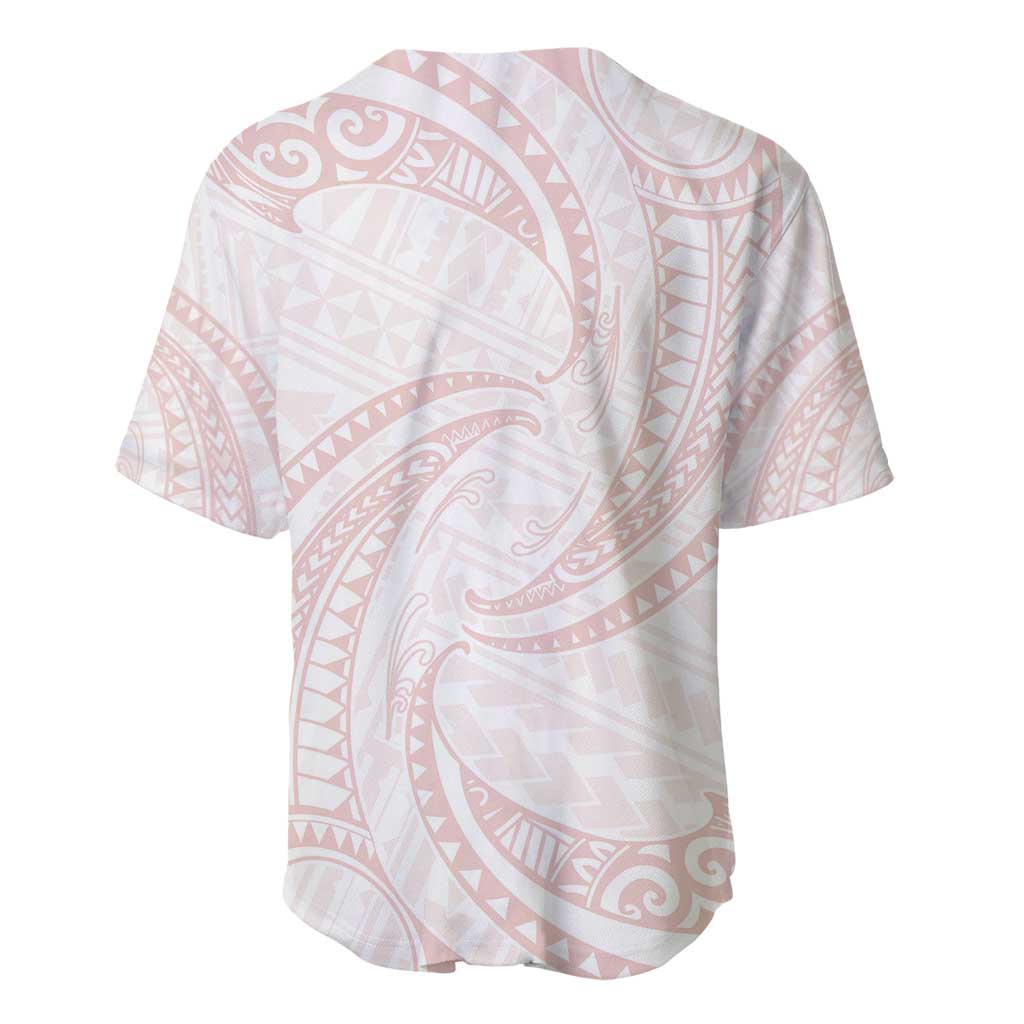 White Sunday Lotu Tamaiti Baseball Jersey Polynesian Wave Pastel Blush LT9 - Polynesian Pride