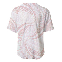 White Sunday Lotu Tamaiti Baseball Jersey Polynesian Wave Pastel Blush LT9 - Polynesian Pride