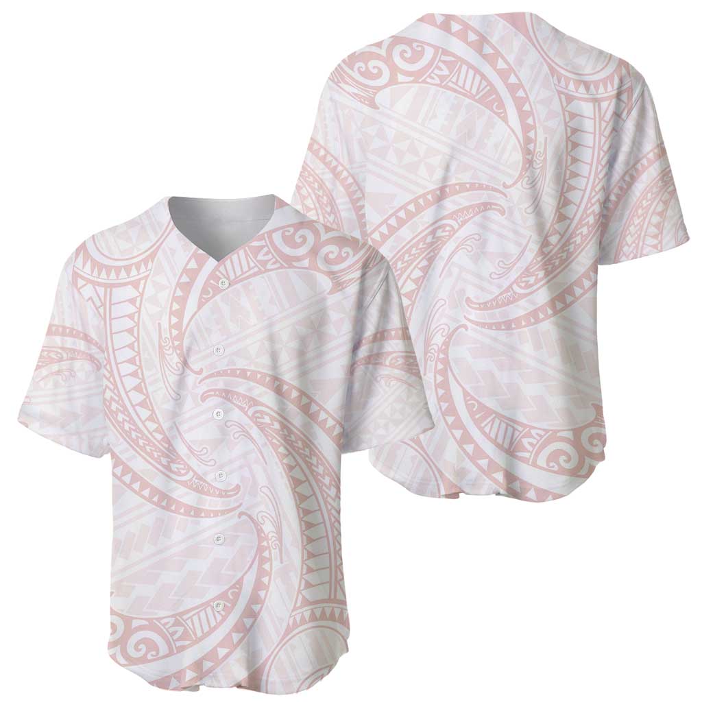 White Sunday Lotu Tamaiti Baseball Jersey Polynesian Wave Pastel Blush LT9 - Polynesian Pride