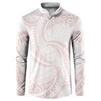 White Sunday Lotu Tamaiti Button Sweatshirt Polynesian Wave Pastel Blush LT9 Blush - Polynesian Pride