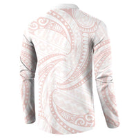 White Sunday Lotu Tamaiti Button Sweatshirt Polynesian Wave Pastel Blush LT9 - Polynesian Pride